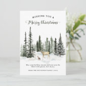 Waterverf Woodland Vrolijk Kerstfeest Feestdagenkaart (Staand voorkant)