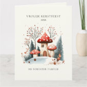 Waterverf Woodland Vrolijk Kerstfeest Kaart (Voorkant)