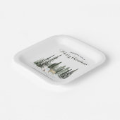 Waterverf Woodland Vrolijk Kerstfeest Papieren Bordje (Gebogen)