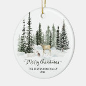 Waterverf Woodland Vrolijke Kerstfoto Keramisch Ornament (Links)