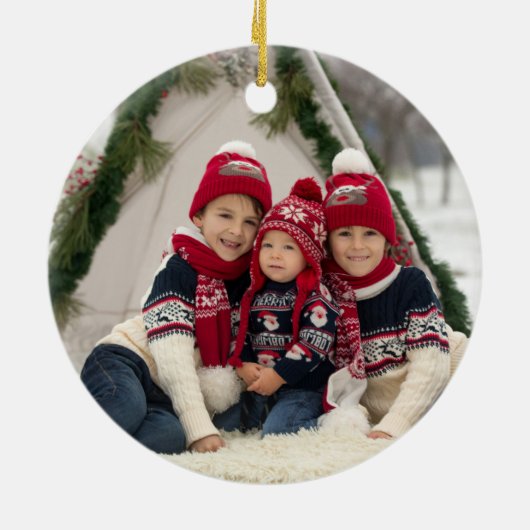 Waterverf Woodland Vrolijke Kerstfoto Keramisch Ornament (Achterkant)
