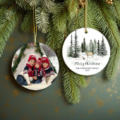 Waterverf Woodland Vrolijke Kerstfoto Keramisch Ornament