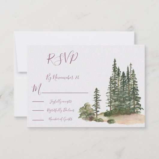 Waterverf Woodland Wedding-antwoordkaarten RSVP (Voorkant)