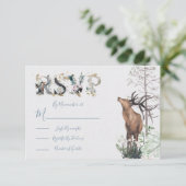 Waterverf Woodland Wedding-antwoordkaarten RSVP (Staand voorkant)