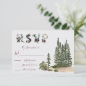 Waterverf Woodland Wedding-antwoordkaarten RSVP (Staand voorkant)