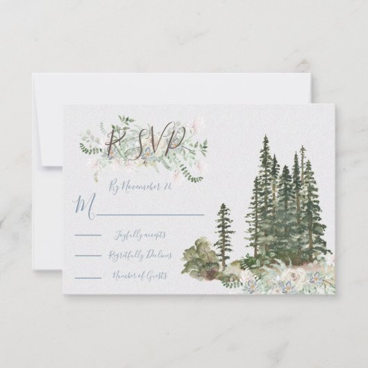 Waterverf Woodland Wedding-antwoordkaarten RSVP (Voorkant)