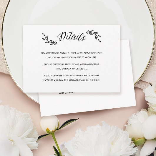 Waterverf Woodland Wedding Insert Details Kaart
