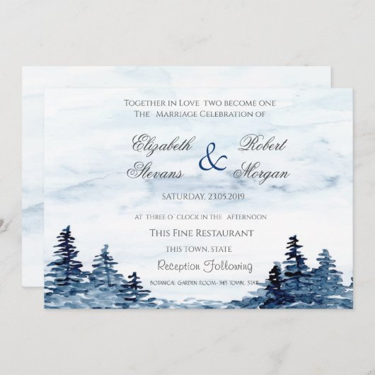 Waterverf Woodland Wedding Invitation Kaart (Voorkant / Achterkant)