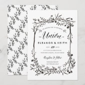 Waterverf Woodland Wedding Invitation - Unie Kaart (Voorkant / Achterkant)