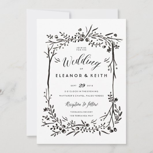 Waterverf Woodland Wedding Invitation Update Kaart (Voorkant)