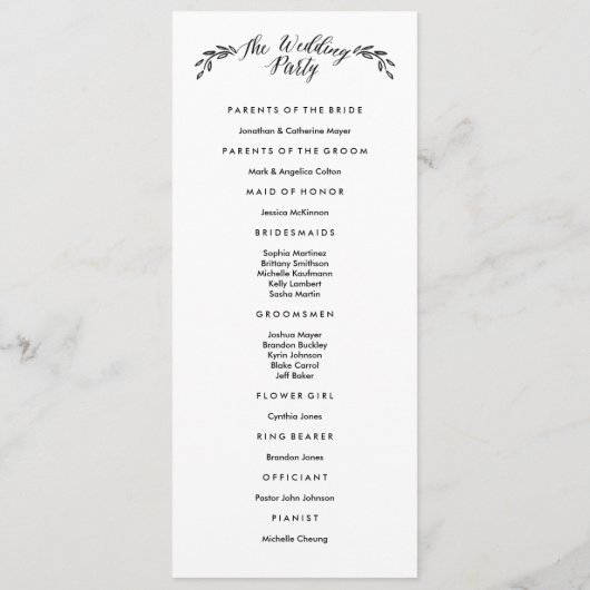 Waterverf Woodland Wedding Program - Bijgewerkt Programmakaart (Achterkant)