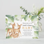 Waterverf Woodland Wild Deer Baby shower Kaart (Staand voorkant)