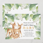 Waterverf Woodland Wild Deer Baby shower Kaart (Voorkant / Achterkant)