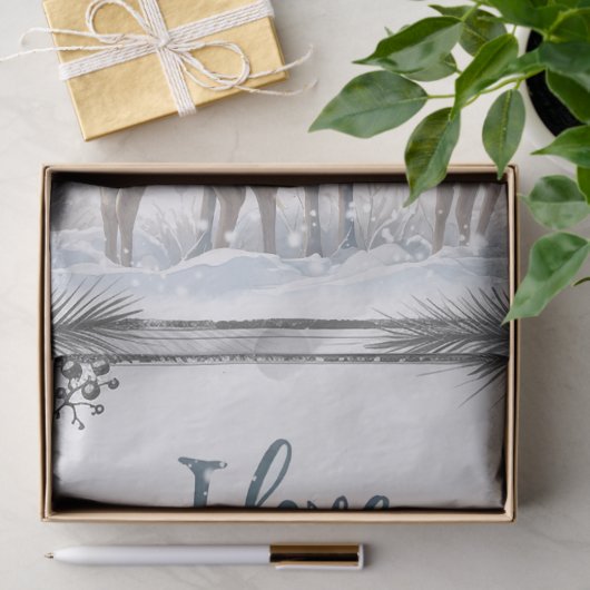 Waterverf Woodland Winter Herten Tissuepapier (Geschenk)