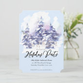 Waterverf Woodland Winter Holiday Party Kaart (Staand voorkant)