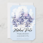 Waterverf Woodland Winter Holiday Party Kaart (Voorkant)