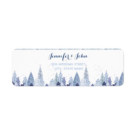 Waterverf Woodland Winter Wedding Return Label (Voorkant)