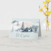 Waterverf Woodland Winter White Goats Kaart (Gele Bloem)