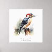 Waterverf Woodland Woodpecker, aangepast Canvas Afdruk (Voorkant)