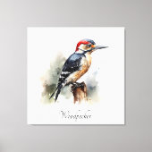 Waterverf Woodland Woodpecker, aangepast Canvas Afdruk (Voorkant)