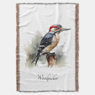 Waterverf Woodland Woodpecker, aangepast Deken