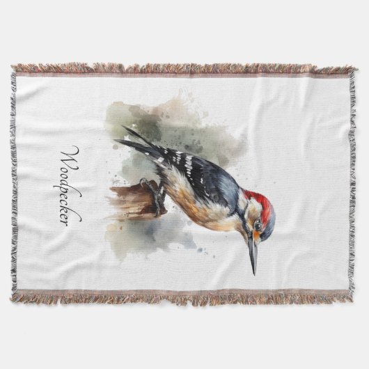 Waterverf Woodland Woodpecker, aangepast Deken (Voorkant)