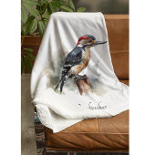 Waterverf Woodland Woodpecker, aangepast Fleece Deken