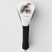 Waterverf Woodland Woodpecker, aangepast Golfheadcover (Voorkant)