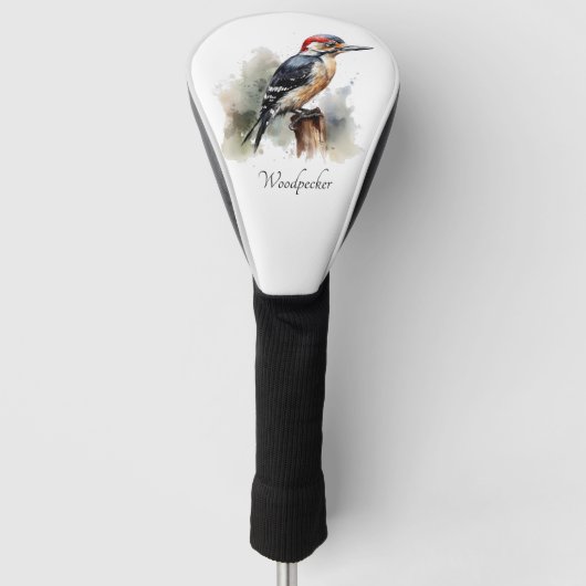 Waterverf Woodland Woodpecker, aangepast Golfheadcover (Voorkant)