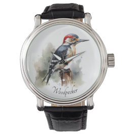 Waterverf Woodland Woodpecker, aangepast Horloge
