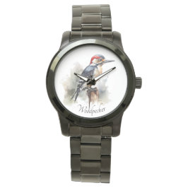 Waterverf Woodland Woodpecker, aangepast Horloge