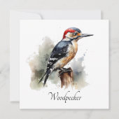 Waterverf Woodland Woodpecker, aangepast Kaart (Voorkant)