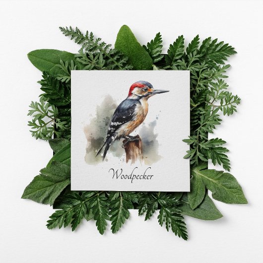 Waterverf Woodland Woodpecker, aangepast Kaart