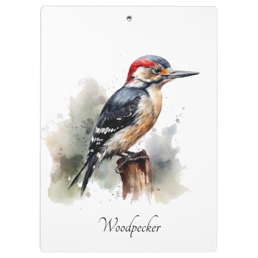 Waterverf Woodland Woodpecker, aangepast Klembord (Achterkant)