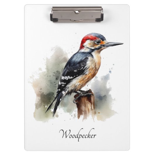 Waterverf Woodland Woodpecker, aangepast Klembord (Voorkant)