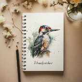 Waterverf Woodland Woodpecker, aangepast Notitieboek