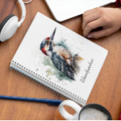 Waterverf Woodland Woodpecker, aangepast Notitieboek