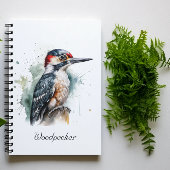 Waterverf Woodland Woodpecker, aangepast Notitieboek
