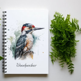 Waterverf Woodland Woodpecker, aangepast Notitieboek