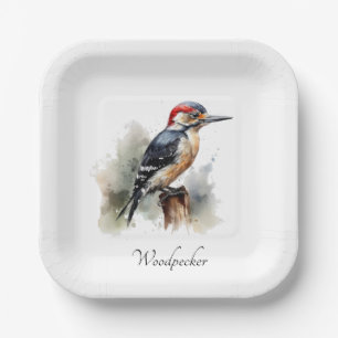 Waterverf Woodland Woodpecker, aangepast Papieren Bordje
