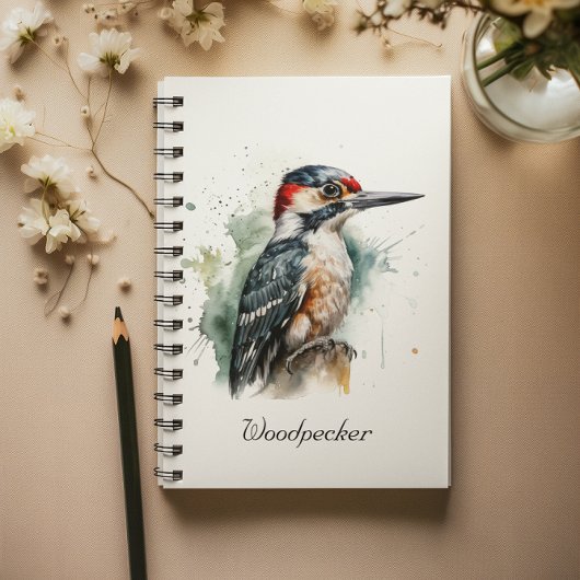 Waterverf Woodland Woodpecker, aangepast Planner