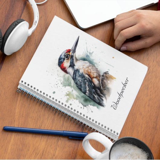 Waterverf Woodland Woodpecker, aangepast Planner