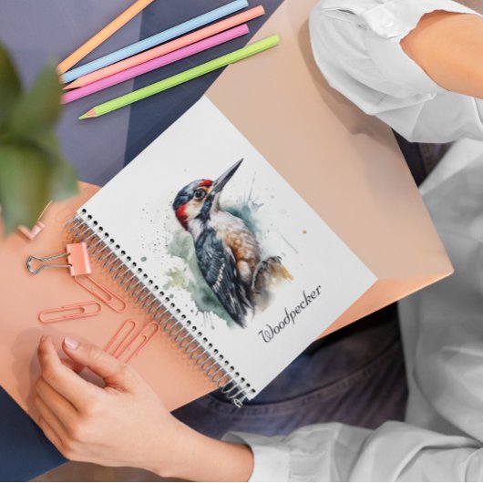 Waterverf Woodland Woodpecker, aangepast Planner