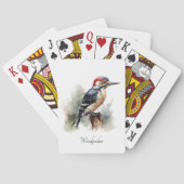 Waterverf Woodland Woodpecker, aangepast Pokerkaarten (Achterkant)