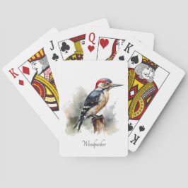 Waterverf Woodland Woodpecker, aangepast Pokerkaarten