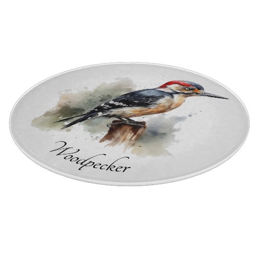 Waterverf Woodland Woodpecker, aangepast Snijplank (Hoek)
