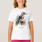 Waterverf Woodland Woodpecker, aangepast T-shirt (Voorkant)