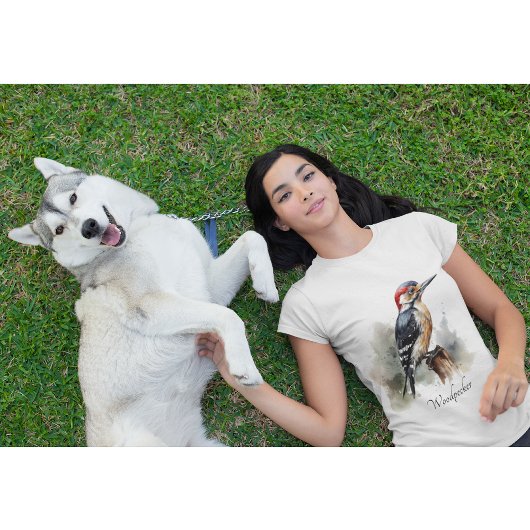 Waterverf Woodland Woodpecker, aangepast T-shirt