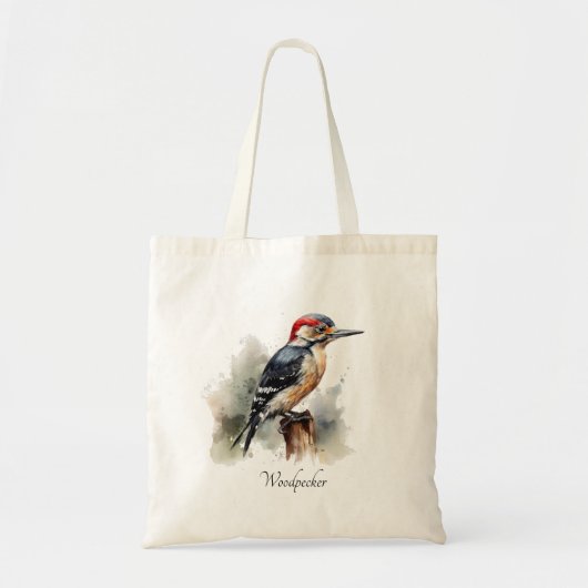 Waterverf Woodland Woodpecker, aangepast Tote Bag (Voorkant)