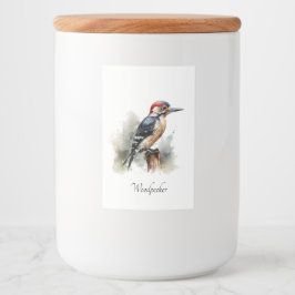 Waterverf Woodland Woodpecker, aangepast Voedselcontainer Etiket